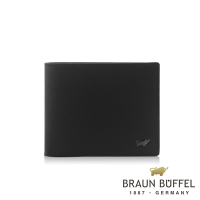 【BRAUN BUFFEL 德國小金牛】台灣總代理 默瑟-II 12卡中間翻透明窗短夾 (網路限定)-黑色/BF384-317-BK