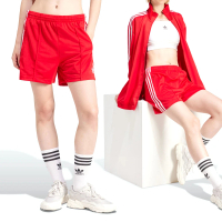 【adidas 愛迪達】Firebird Short 女款 紅色 寬鬆 鬆緊 腰身 側面拉鍊口袋 運動 短褲 IP2957