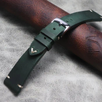 20mm 21mm 22mm Vintage Brown Grey Green Watch Strap Crazy Horse Leather Watch band For IWC PORTUGIESER CHRONOGRA Mark Bracelet