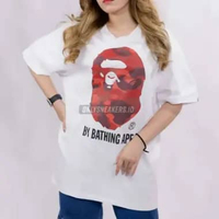 BAPE BIG APE HEAD RED WHITE TEE M