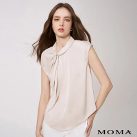【MOMA】扭結設計抓褶緞面上衣(兩色)