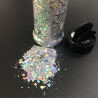 2oz (57g) Shaker Gold Holographic Chunky Flakes Nail Glitter for Epoxy Resin Craft Tumblers