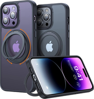 【日本代購】TORRAS 手機殼 半透明 360°旋轉支架 UPRO Ostand MagSafe 美軍規格 iPhone 14 Pro Max 黑色