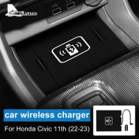 Car Wireless Charger for Honda Civic 11th Gen 2022 2023 Mobile Phone Fast 15W Charging Holder for Charger Board Accessories