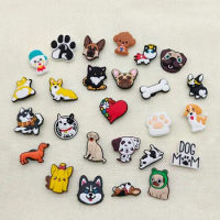 40pcs PVC Cute Dogs Shoe Charms Pack Cute Sausage Corgi Shoe Decorations for Women Men Kids Gibitz S