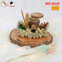 Kotak Cincin Rustic Hexagonal Ring Bearer Tempat Cincin Murah lamaran Seserahan Wood Plate Tatakan k