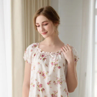 【La Felino 羅絲美】玫瑰花園100%純棉短袖洋裝睡衣(R4118)