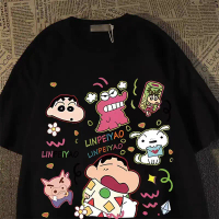 Kaos musim panas hitam putih kasual dengan motif Chen Xiaoxin yang unik - Kaos unisex modis