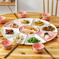 網紅同款盤子套裝家用陶瓷菜盤創意扇型拼盤擺盤圓桌餐盤組合餐具