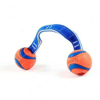Two Tugs Rubber Ball Dog Toy Rope Ball Outdoor Training Interactive Tug-of-War Bite-Resistant Molar