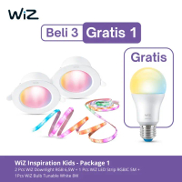 [PROMO] [BELI 3 GRATIS 1] Kids Pack 1 WiZ Lampu Smart LED Downlight RGB 7W, Smart LED Strip 5M RGBIC
