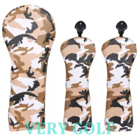 3pcs Golf Club Driver Fairway Wood Head Cover Soft Polyester Leather with Yellow Camouflage Driver FW Cover with No tag 3 5 7 x