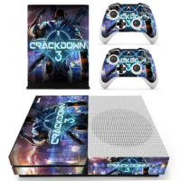 New Skin Sticker Decal For Xbox One S Console and 2 Controllers For Xbox One Slim Skins Sticker - Crackdown 3