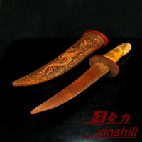 古玩雜項 仿古 古董收藏品?牛骨龍精雕/ ?獸骨刀骨制品禮品
