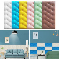 Thickened 12MM Self-adhesive 3D Wall Sticker Bed Head Anti-collision Soft Wall Enclosure Cushion Waterproof Wall Panel