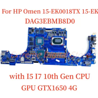 Suitable for HP Omen 15-EK0018TX 15-EK laptop motherboard DAG3EBMB8D0 with I5 I7 10th CPU GPU GTX1650/1650TI 4G 100% Tested Work