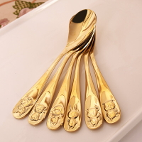 12生肖勺子可愛調羹湯匙湯勺吃飯勺兒童飯勺精致黃銅純銅家用勺子