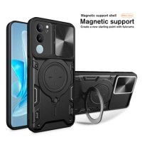 Magnetic Sliding Camera Protect Cover Bracket Case For Vivo V29 Pro 5G Soft Shockproof Bumper Cover For Vivo V 29 Pro 29V V29Pro