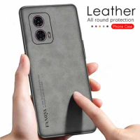 Sheepskin Leather Phone Cover For Motorola Moto G24 G 24 24G MotoG24 Case TPU Soft Frame Camera Protection Shell Fundas 6.56inch