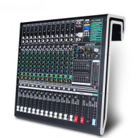 Professional 14 Channel Power Mixer Speakers DJ Controller 16 DSP Effects Audio Console Mixer double 7 Equalizer mixing