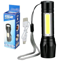 Senter Swat Police Led Mini Zoom Lampu Flashlight Usb Charger Baterai Senter Darurat  Portable Plast
