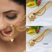 Anting Hidung India model Jepit Jurai warna Gold Emas Earrings