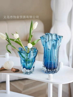克萊因藍色琉璃花瓶玻璃擺件客廳插鮮花水養北歐創意餐桌輕奢花器