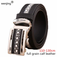 WJ20B25 men Pearl skin look PRINT STINGRAY classic cowhide genuine leather belt