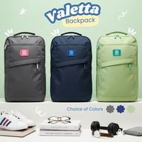 OXIGEN - VALETTA - Tas Ransel Laptop Wanita Polyester Backpack Free Raincover Grey