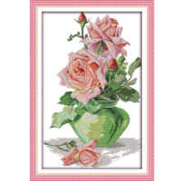 The Rose and vase Canvas DMC 11ct 14ct Counted Chinese Cross Stitch Kits printed Cross-stitch set Embroidery Needlework