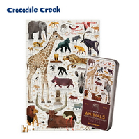 《美國Crocodile Creek》鐵盒圖鑑拼圖-非洲動物-150片 / 手眼協調 / 感統