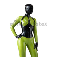 Latex Unisex Catsuit With Latex Hood Mask lingerie Corset Socks Gloves Rubber Suit CUSTOMIZED