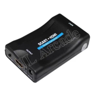 1080P SCART HDMI-compatible Video Audio Converter with USB Cable for HDTV Sky Box DVD Television Signal Upscale Arcade Game