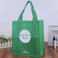100pcs PRINT ANY LOGO FOR YOU STRONG REUSABLE SUPERMARKET SHOPPING TROLLEY GUSSETED BAGS NON WOVEN ECO TOTE