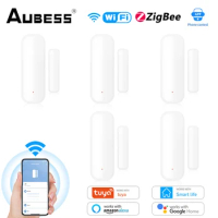 Aubess Tuya WiFi ZigBee Smart Door Window Sensor Smart Home Door Open/Closed Detectors SmartLife Works With Google Home Alexa