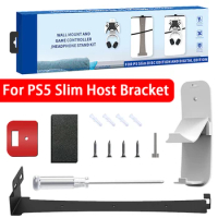 Wall Mount Kit for Playstation 5 Slim Host Space Saving Controller Bracket Earphone Holder for PS5 Slim Disc &amp; Digital Edition