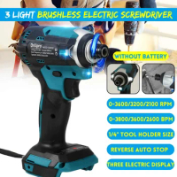Drillpro Cordless Electric Screwdriver Speed Brushless Impact Wrench Drill Driver Power Tool + 3 LED Light For Makita Battery