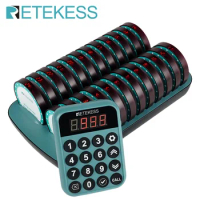 Retekess TD168R Restaurant Pager Wireless Calling System 24 Vibrator Coasters Buzzer Bell Receivers For Food Truck Coffee Bar