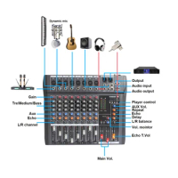 Stage use console audio for podcast professional video mixer dj 6 channel 8 12 16 CH small