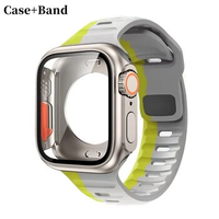 Silicone strap+case For Apple Watch Case 44mm 45mm 41mm 40mm Screen protectores Change to Ultra For iWatch Series 9 8 7 SE 6 5 3