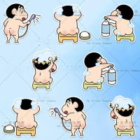 Crayon Shin-chan cartoon toilet bathroom glass door sticker decoration refrigerator cute cartoon sti