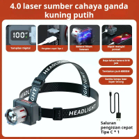 Senter Kepala LED/Zoom Headlamp/senter lampu depan sensor/Lampu putih dan kuning/Super Terang 5000 L