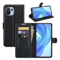 Case for Xiaomi Mi 11 Lite 5G 4G (Xiaomi11 Youth) 6.55in Cover Wallet Card Stent Book Style Leather black Xiao Mi11 Mi11Lite