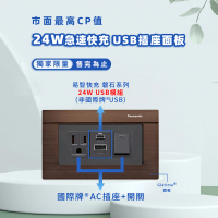 【易智快充】磐石系列-國際牌™ Panasonic™ Glatima™面板 24W USB快充插座(AC插座+24W USB+開關)
