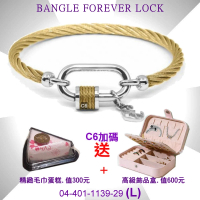 【CHARRIOL 夏利豪】Bangle Forever Lock永恆之鎖手環 金鋼索銀扣頭L款-加雙重贈品 C6(04-401-1139-29-L)