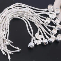 Original 925 sterling Silver Charm Bracelet Bangle Snake Bone Bracelets for Women Gift