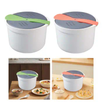 Microwave Pasta Cooker Pot Microwaveable 2L with Strainer Microwave Rice Cooker Steamer for Vegetables Pasta Rice Oatmeal Potato