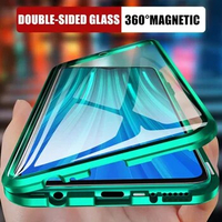 360 Magnetic Adsorption Metal Case For Xiaomi Redmi Note 9 8 7 K20 Pro 8T 9A 8A Mi Note 10 Lite Poco X3NFC F1 F2 Pro Glass Cover