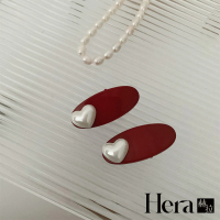 【HERA 赫拉】復古石榴紅珍珠愛心瀏海邊夾兩入組 H112100301(兩入組)