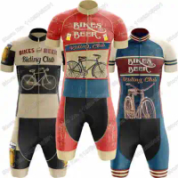 2023 Vintage Cycling Jersey Retro Beer Riding Club Set Summer Cycling Clothing Mens Kits Road Bike Shirt Suit Bicycle Bib Shorts